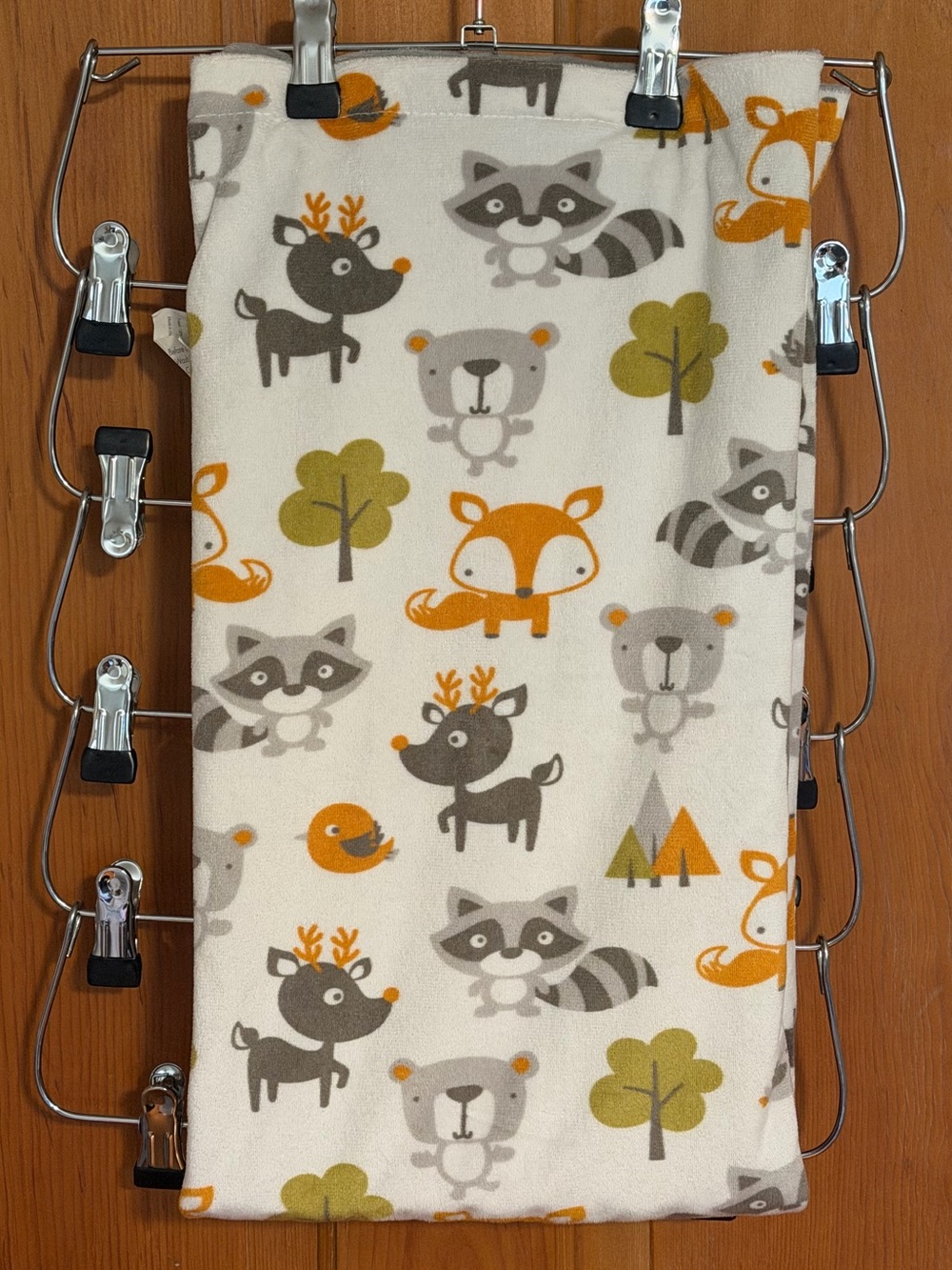 Kleitung Woodland Fox Tree Deer Bear Raccoon‎ Fleece Baby Blanket Gray Minky Dot